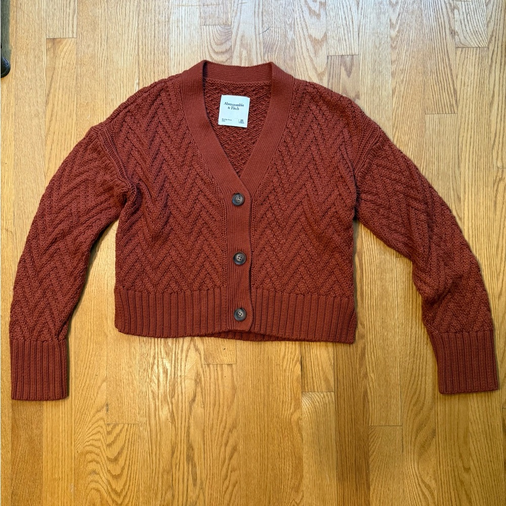 Abercrombie & Fitch Cable Knit Rust Cardigan- size XS